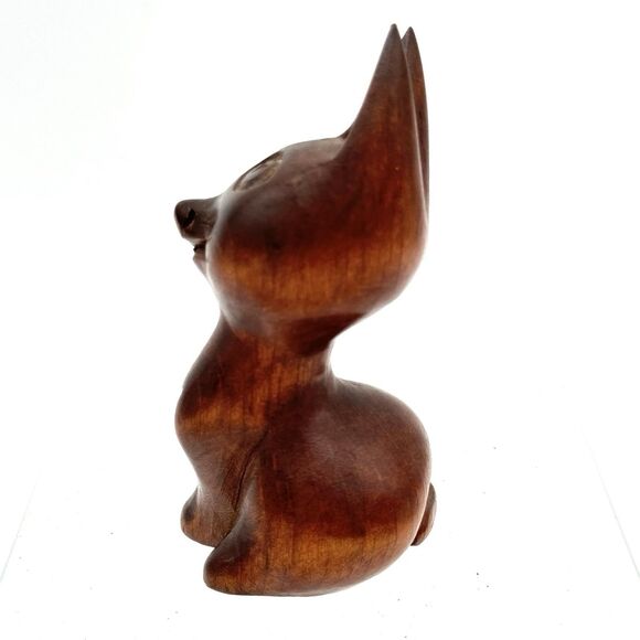 Vintage Carved Dark Wood Cat Statue Mid Century Modern Retro - Picture 4 of 10